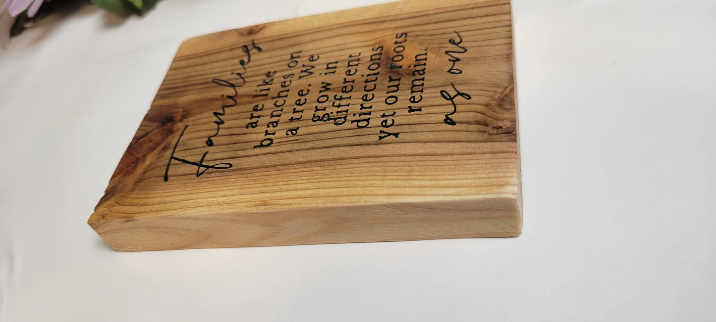 Handpainted Cedar Wood Family Quote Sign: Rustic Farmhouse Decor