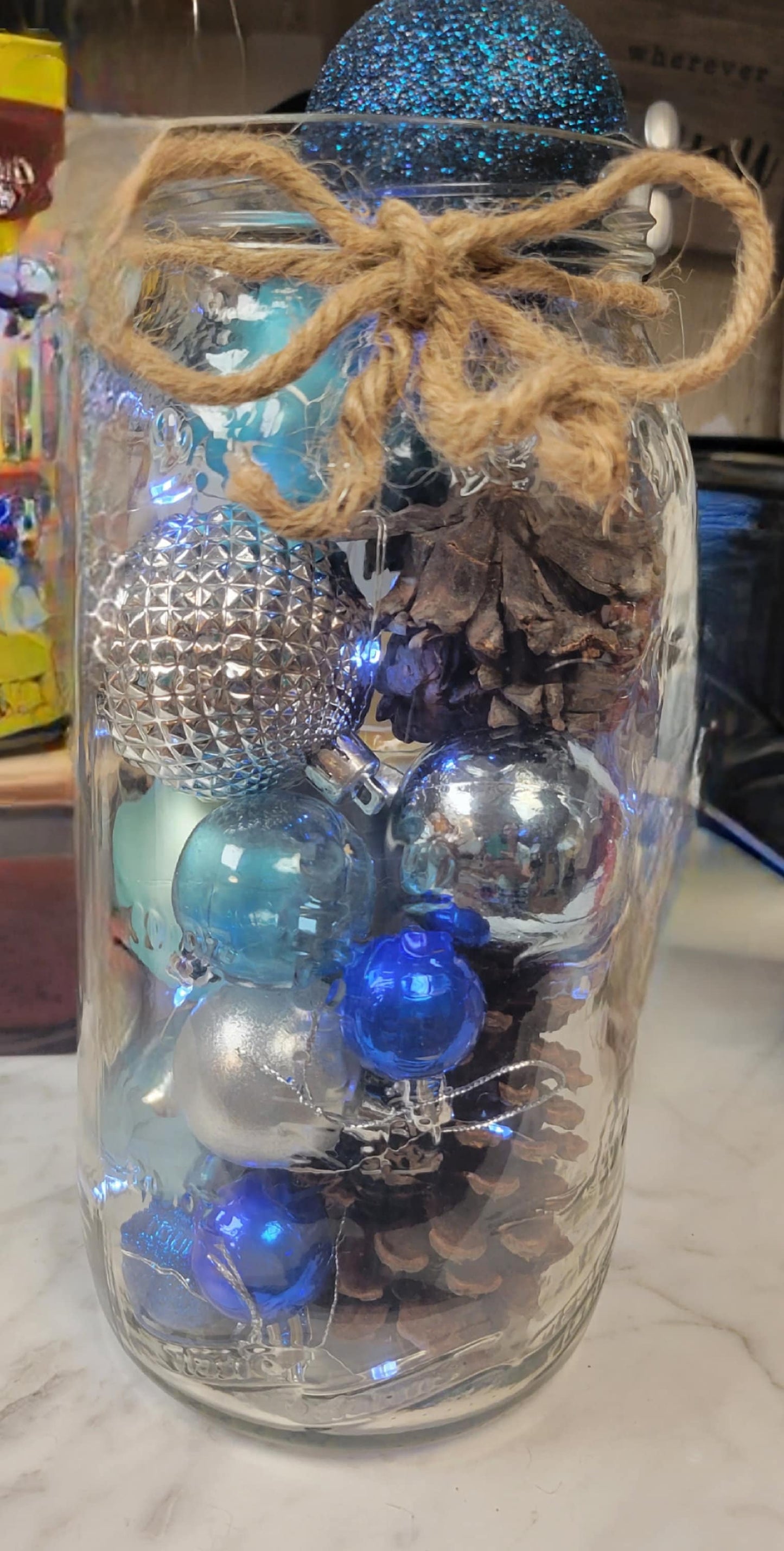 Holiday Christmas tabletop decor jar
