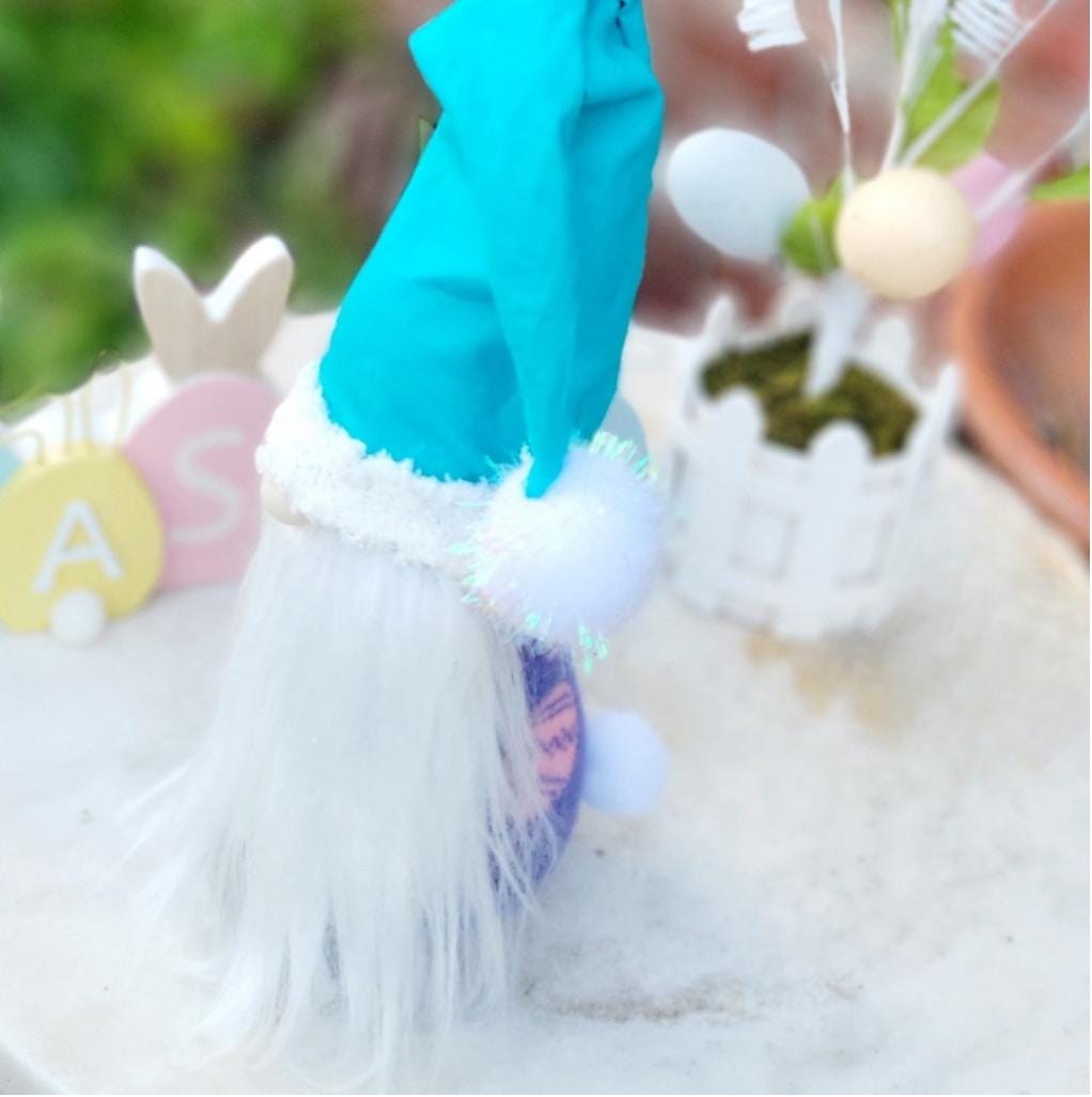 Purple Pink, Green, and White Easter Egg Gnome Decor