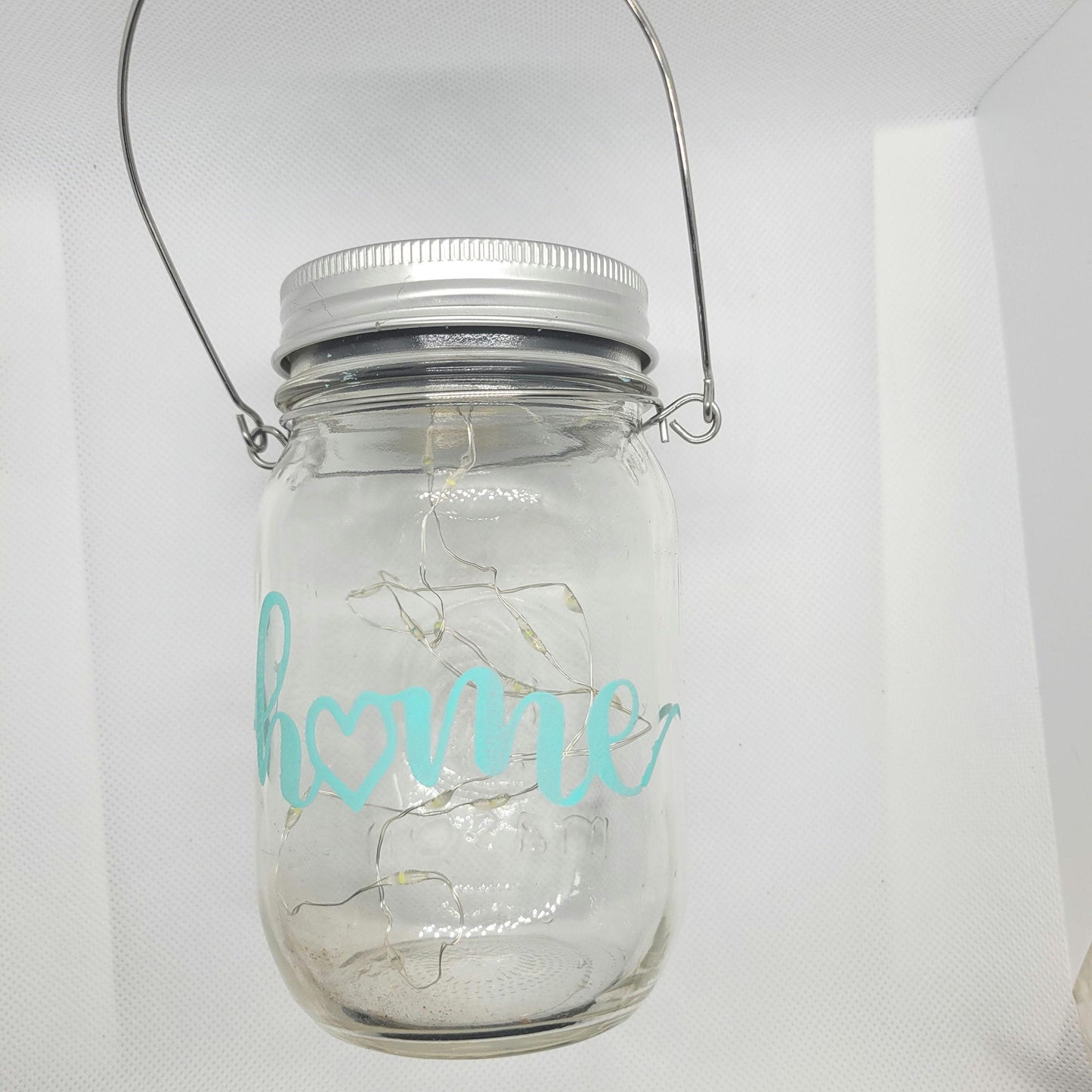 HOME mason jar with solar led fairy lights