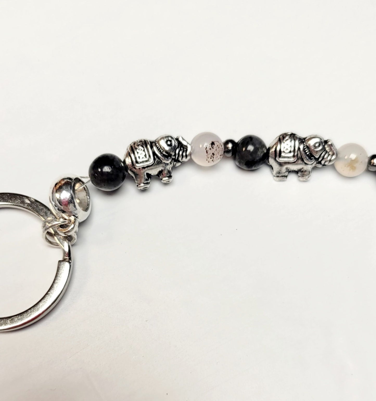 Handmade beaded elephant keychain