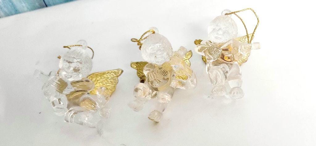 Vintage acrylic cherub angel ornaments