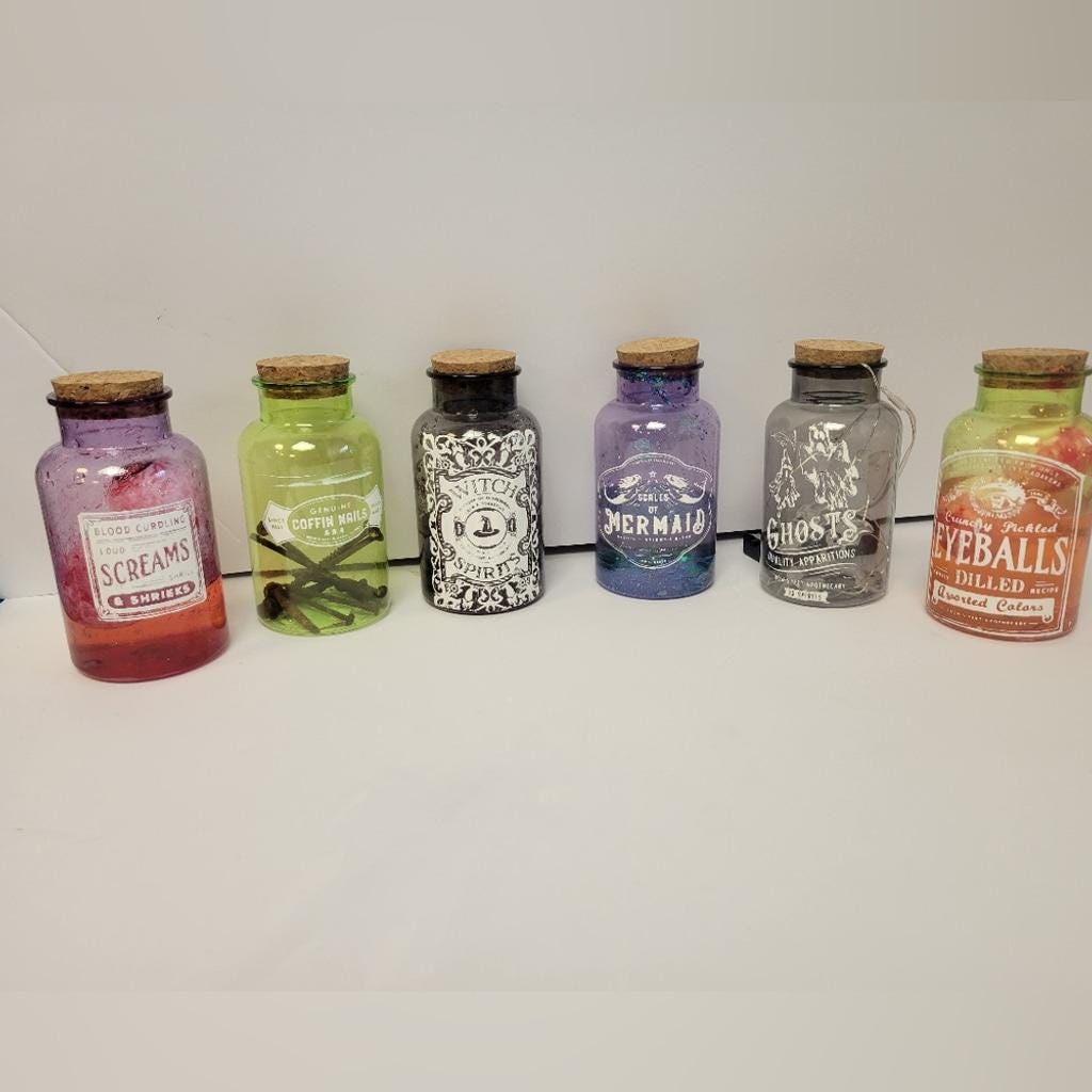 Halloween Apothecary Potion Bottle Set 6 Pieces