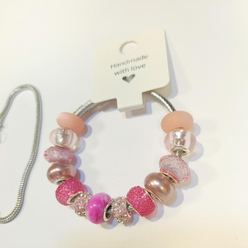 European Style Large Beaded Adjustable Snake Coil Bracelet 7"