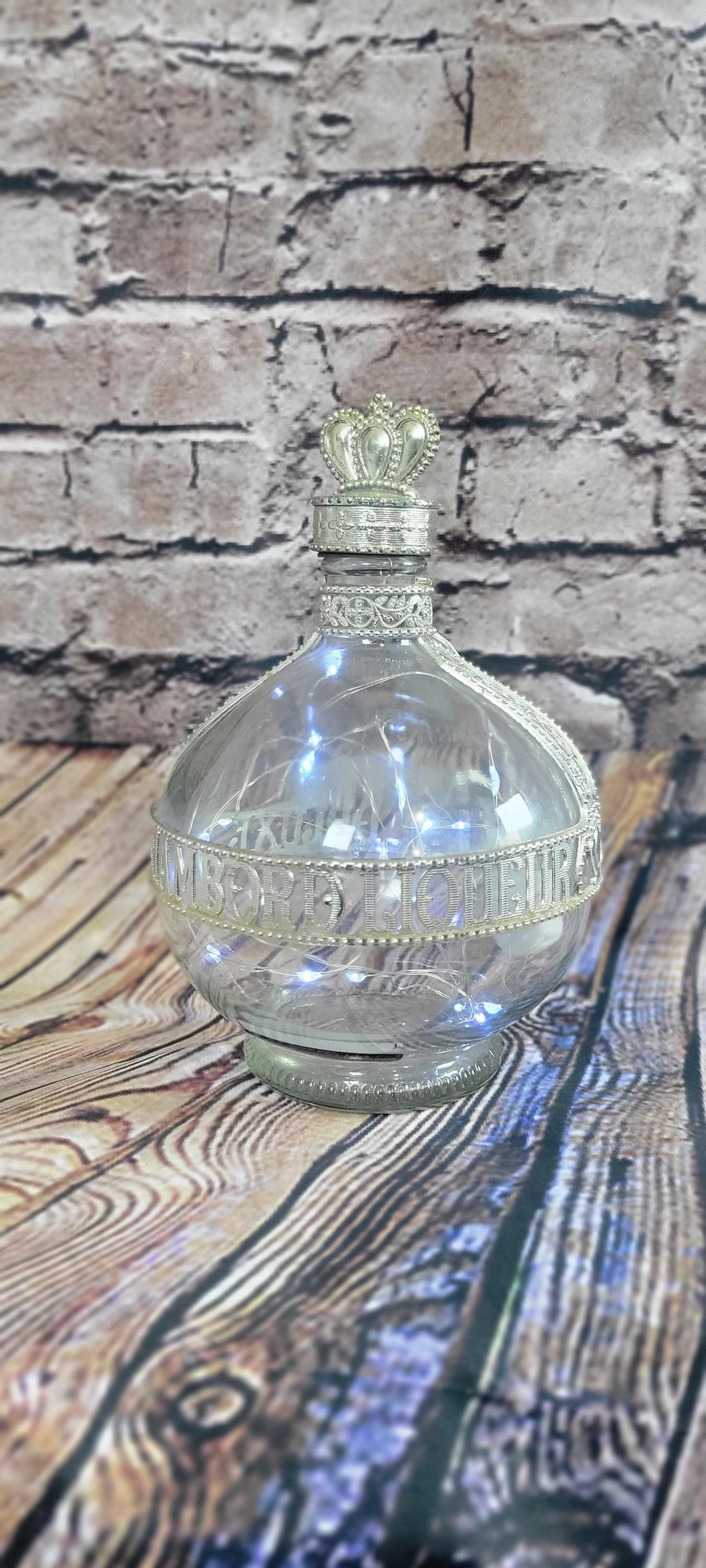 Vintage Chambord Royal Deluxe Liquer bottle electric LED Fairy lights centerpiece