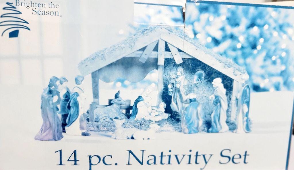 Vintage Brighten the Season 14 piece Nativity set