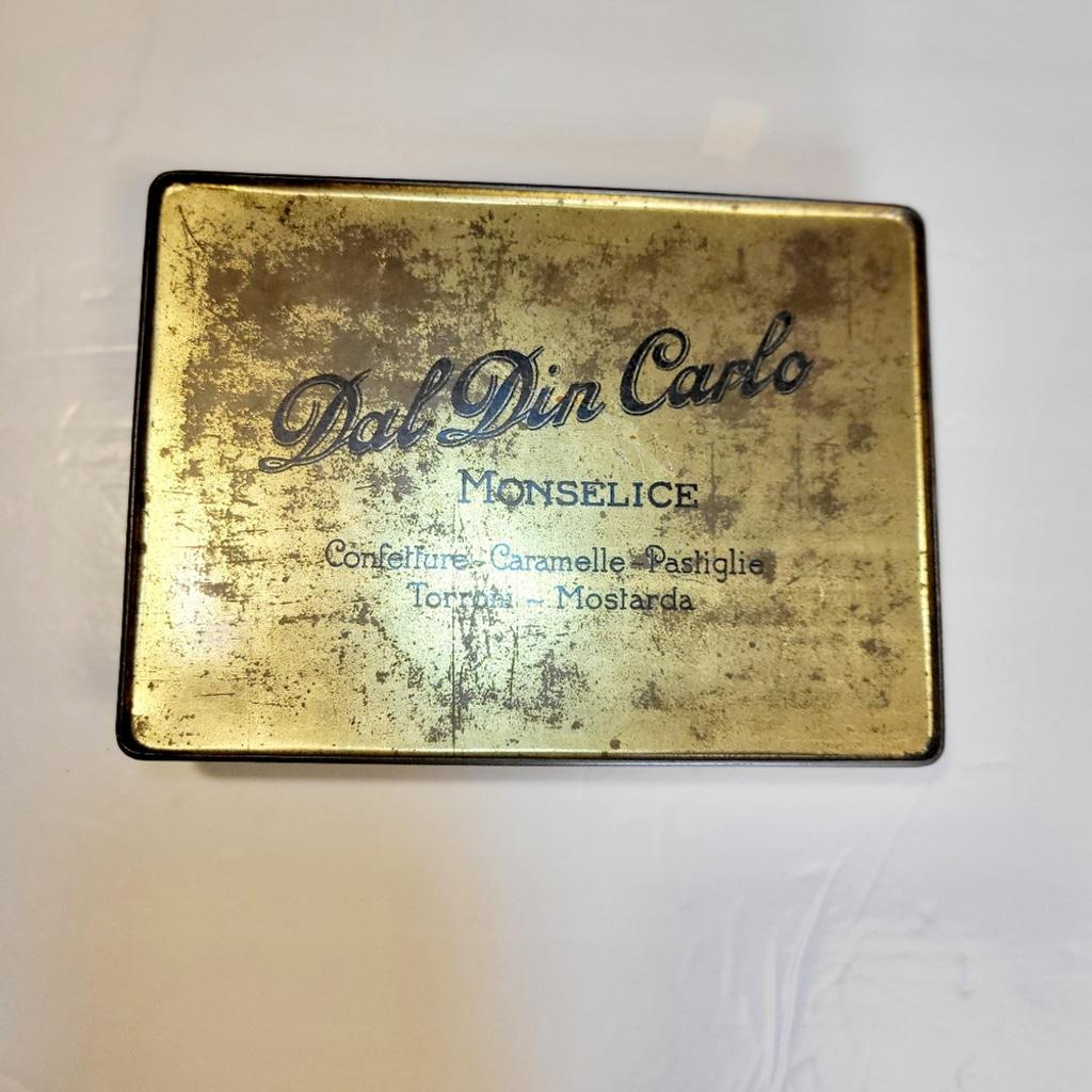 Vintage lithographed Dal Din Carlo Hinged Tin Box
