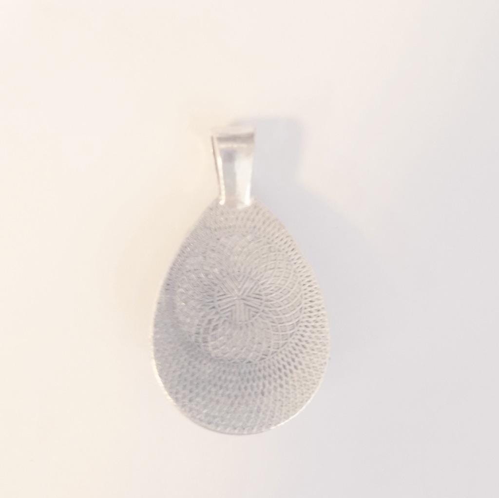 Elegant Hand Crafted Silver and Blue Green Resin Teardrop Pendant