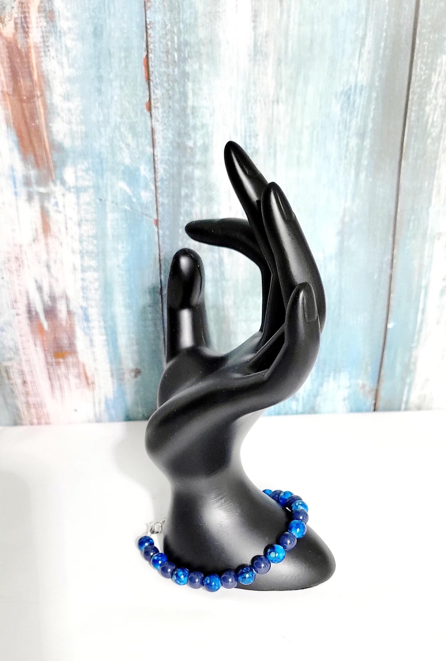 Hand crafted acrylic and glass beaded bracelet