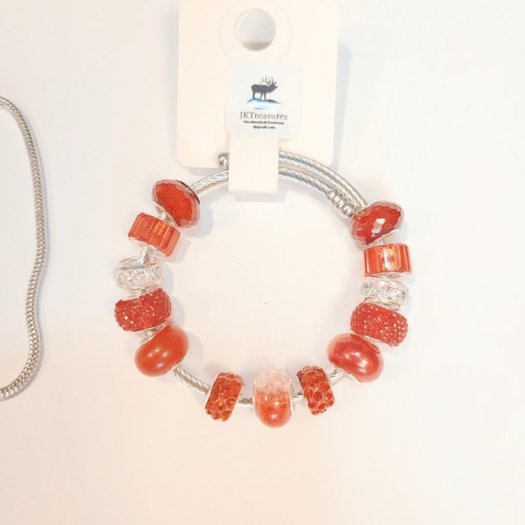 European Style Large Beaded Adjustable Snake Coil Bracelet 7"