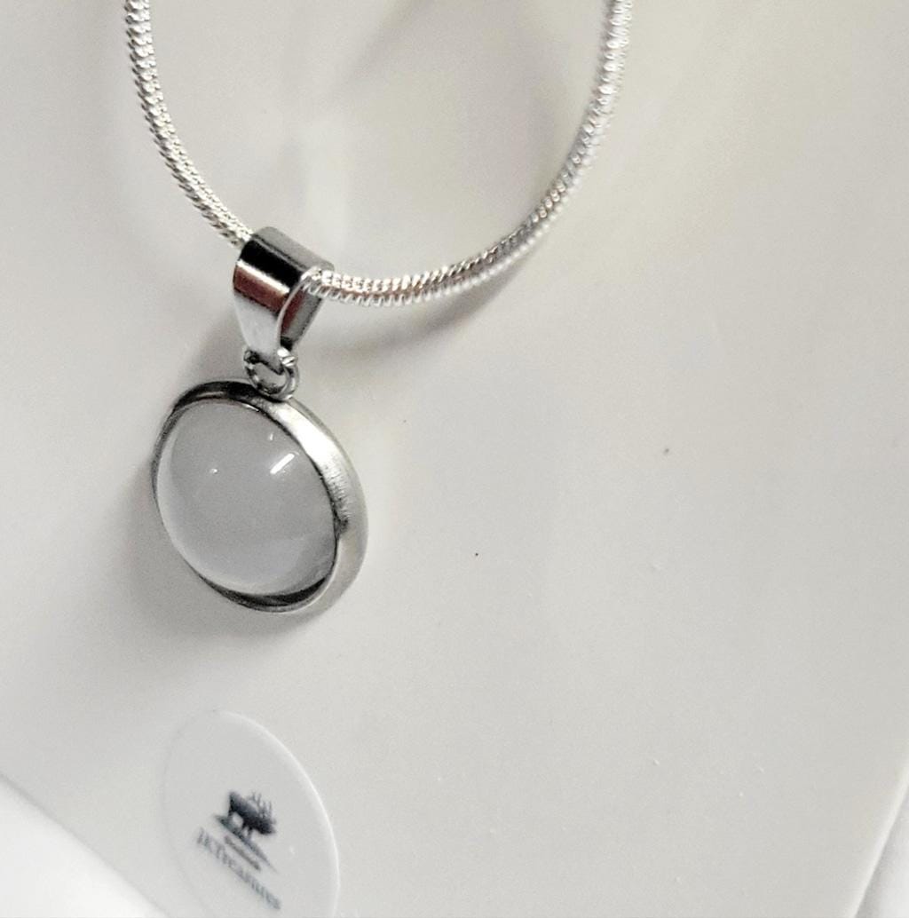 Natural Moonstone 925 Sterling Silver Pendant Necklace