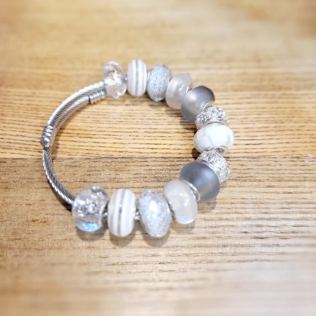 European Style Snake Coil Expandable Beaded Bracelet 7"