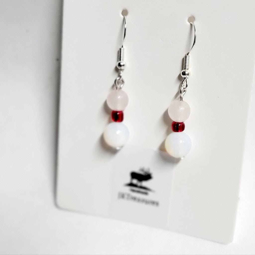 Hand crafted rose quartz & Moonstone dangle earrings
