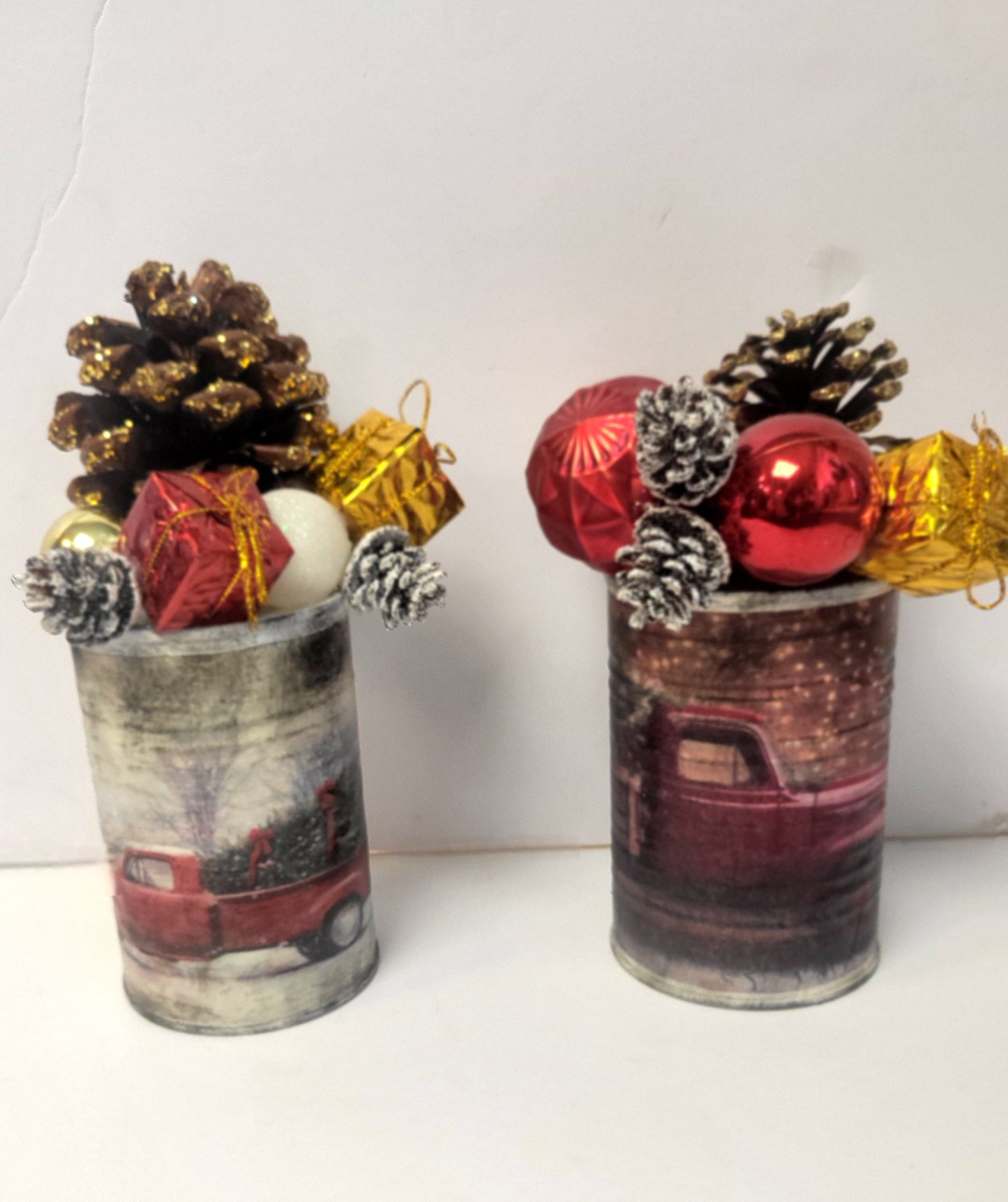 Tin Can Christmas Rustic Farmhouse Red Farm Truck Home Decor