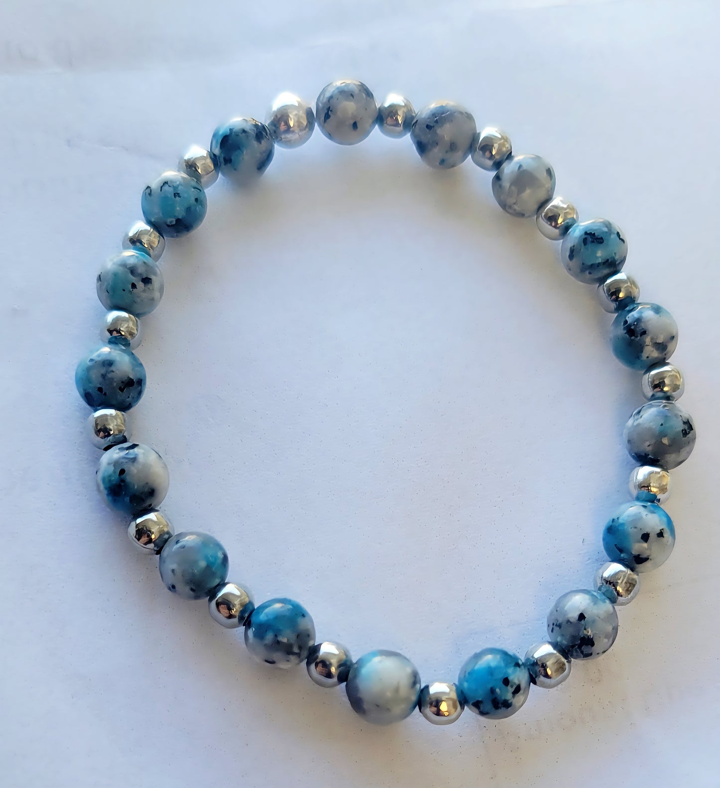 K2 Jasper/Raindrop Azurite 6mm dainty beaded bracelet