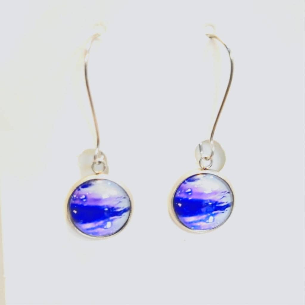 Blue And Purple Bubble Latch Back Earrings
