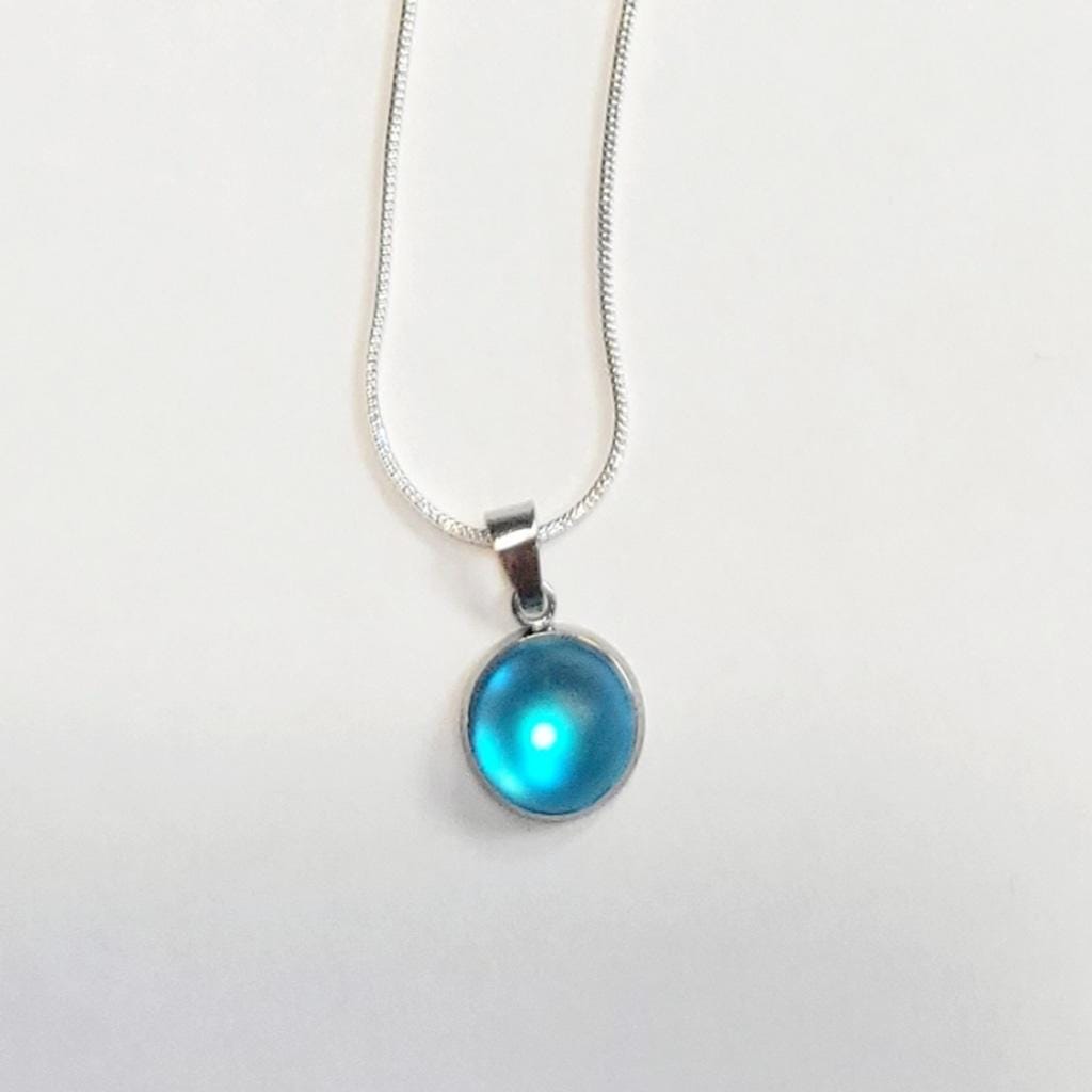 Sea Blue crystal Sea Glass rhinestone 925 stamped sterling silver necklace