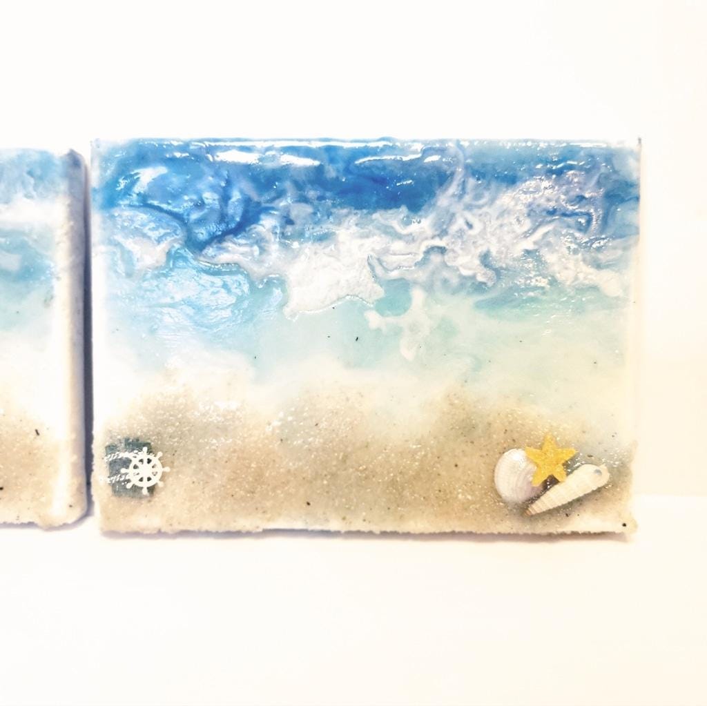 4x6 Ocean beach scene resin canvas set