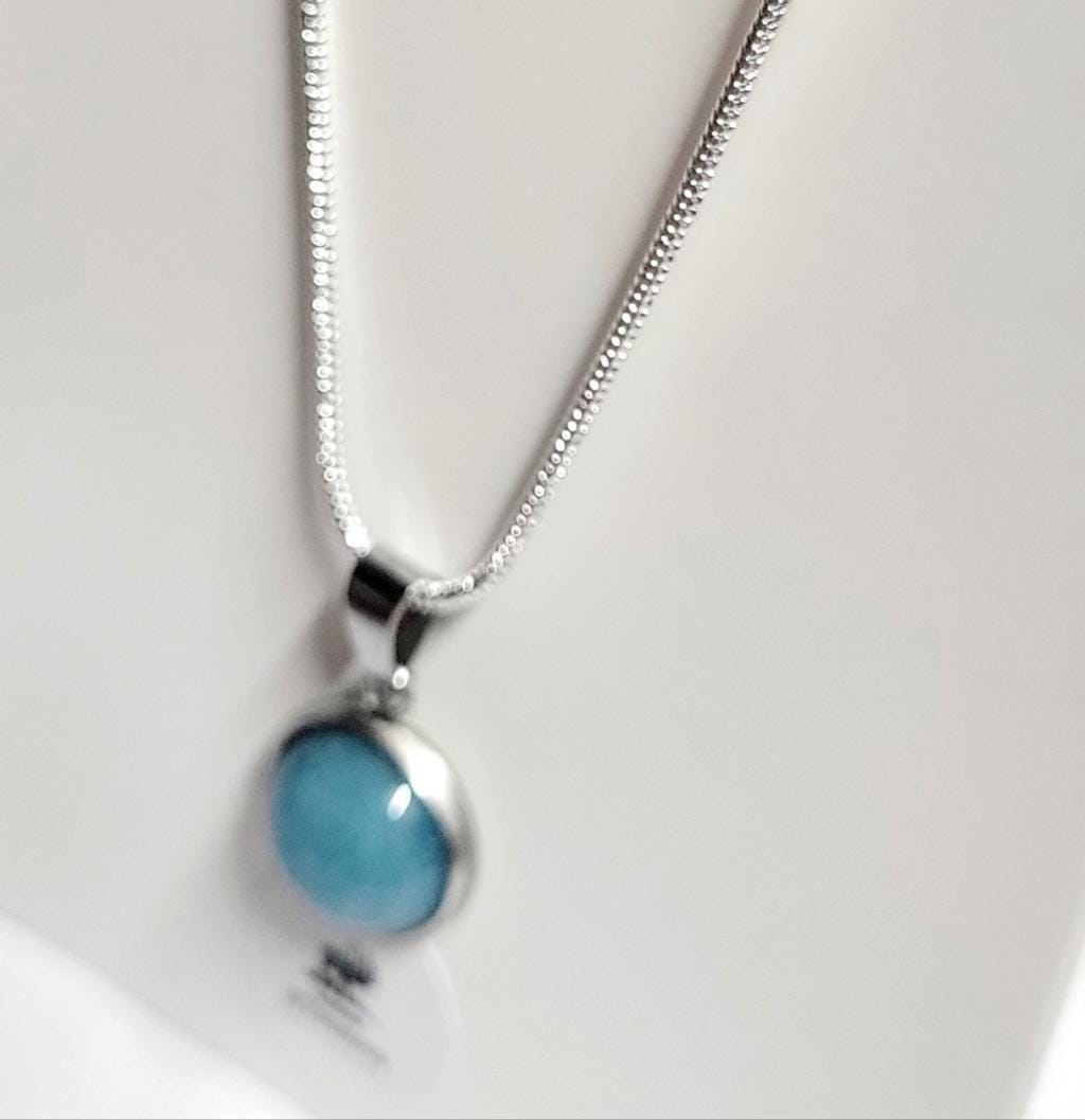 Natural Amazonite Crystal Pendant 925 Sterling Silver Necklace