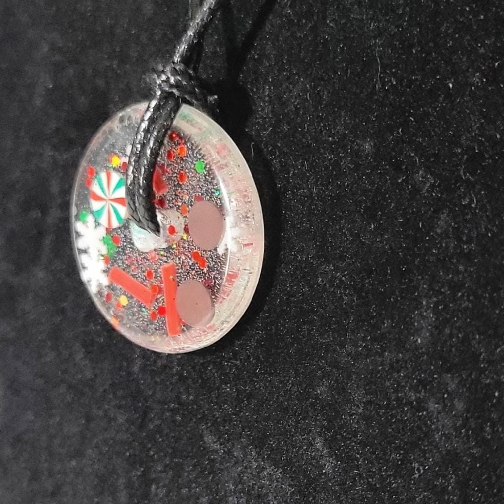 Hand crafted Christmas medallion necklace