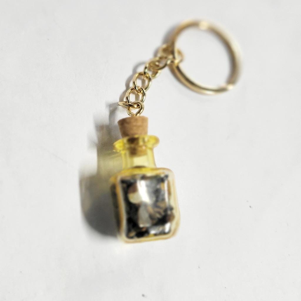 Hand crafted natural Tigers eye crystal mini wish bottle pendant keychain