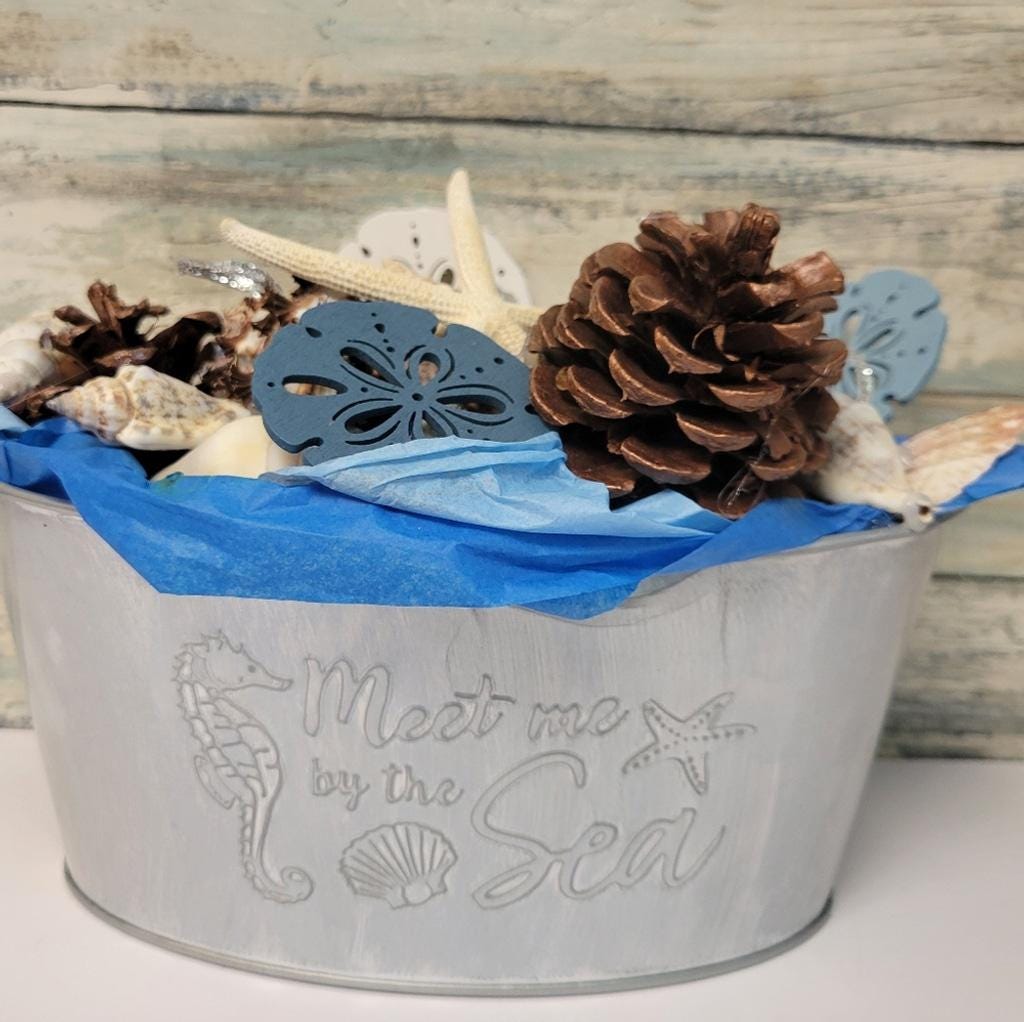 Meet Me By The Sea Nautical Coastal Beach Seashell Table Decor