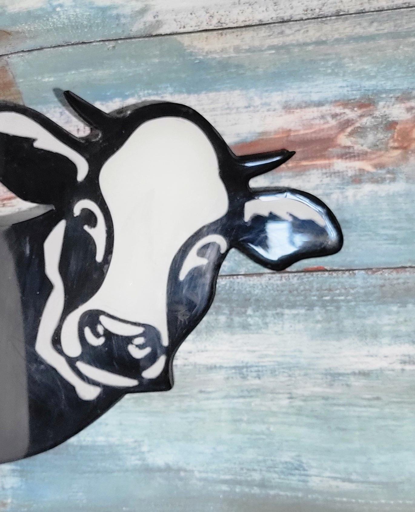Peek A Boo cow resin Farmhouse wall hanging art