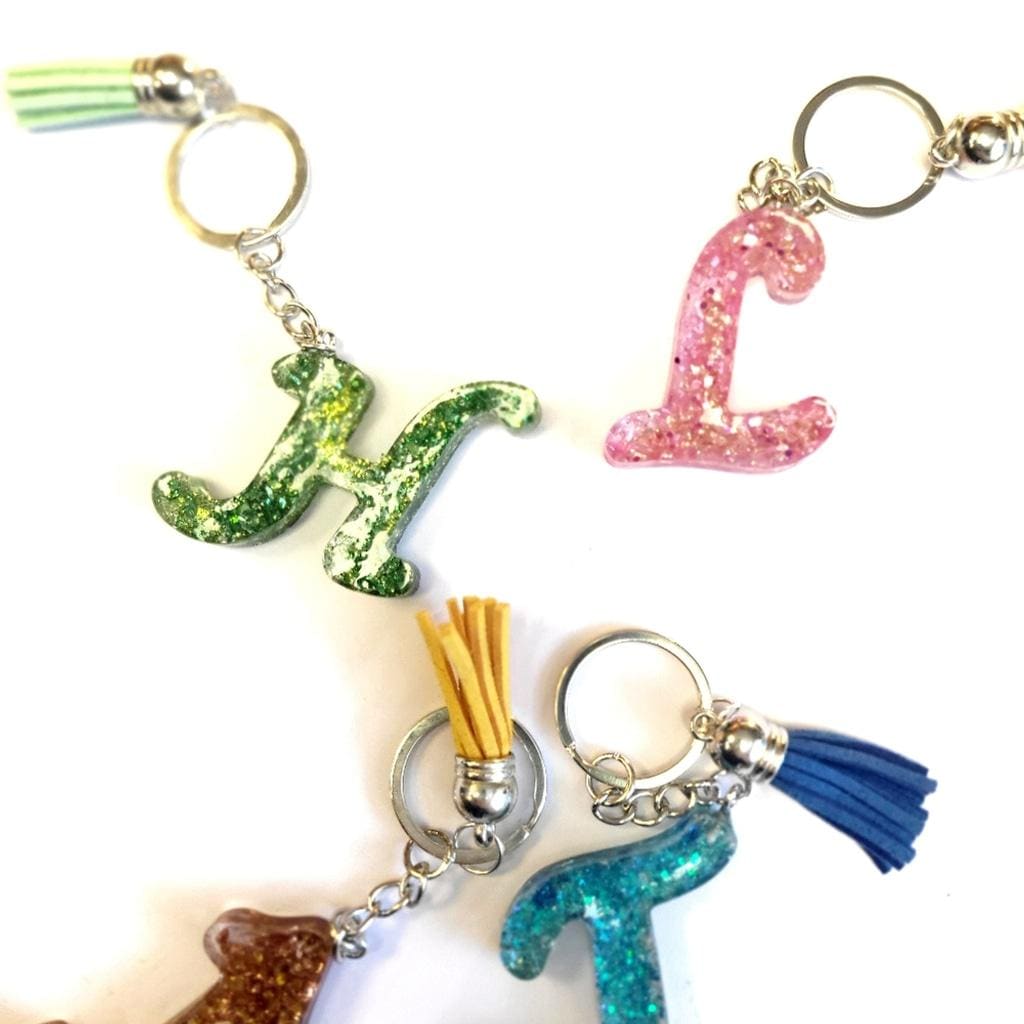 Personalized, 1.5" Resin,Shattered Glass,Glittery, Alphabet Keychains,bag charms