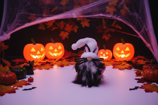 Spooky Whiskers – Halloween Cat Gnome | Handmade Black Cat Shelf Sitter, Whimsy