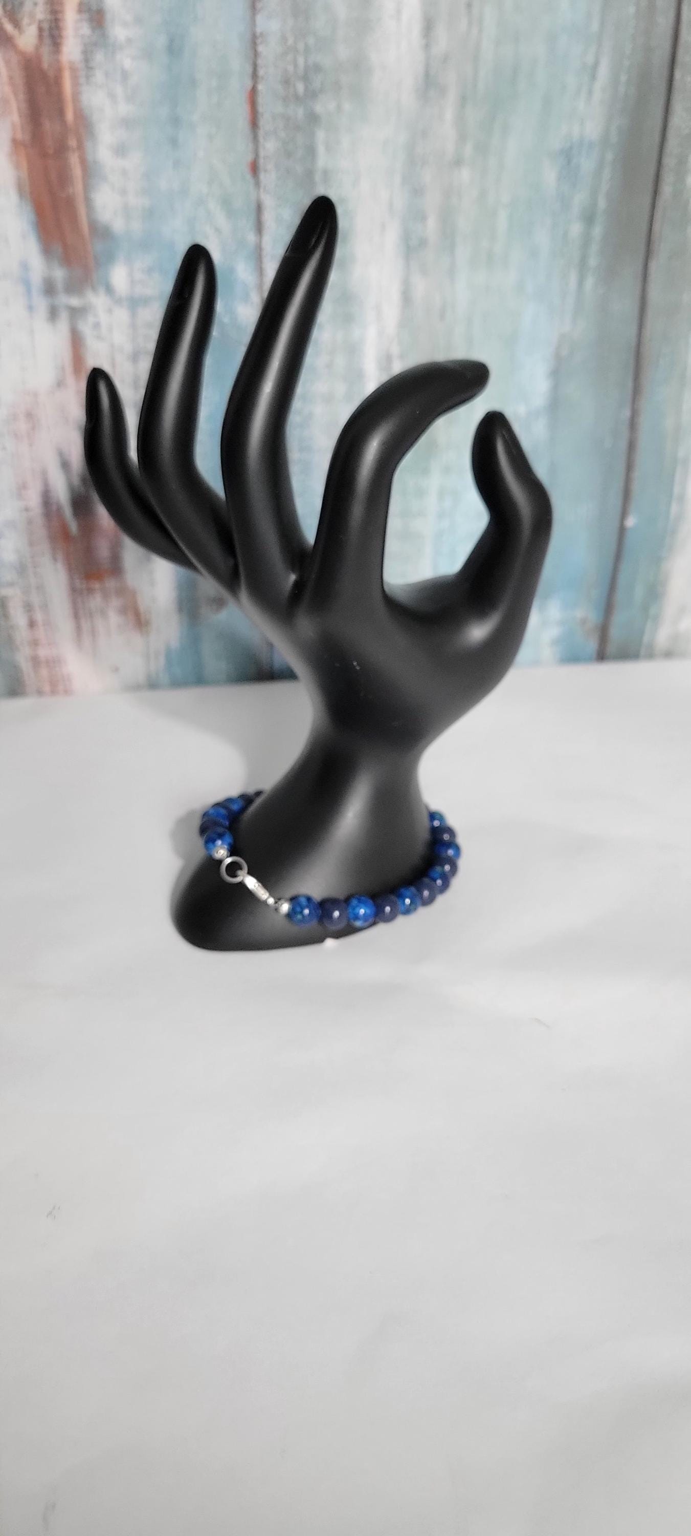 Hand crafted acrylic and glass beaded bracelet