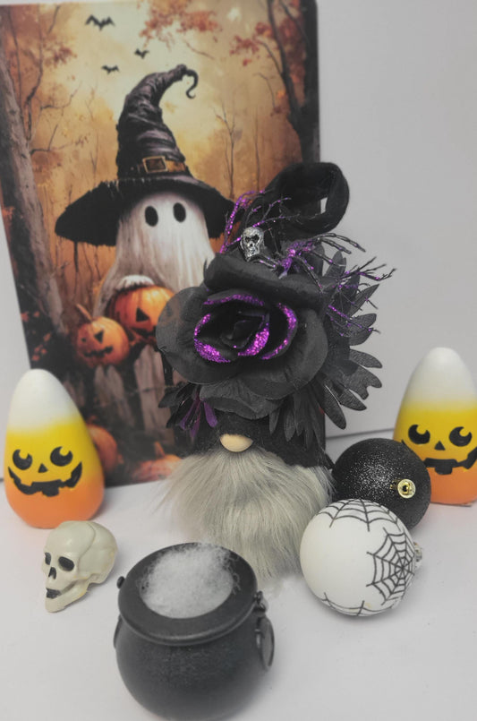 Spooky glam, dark Elegance, Halloween Gothic gnome