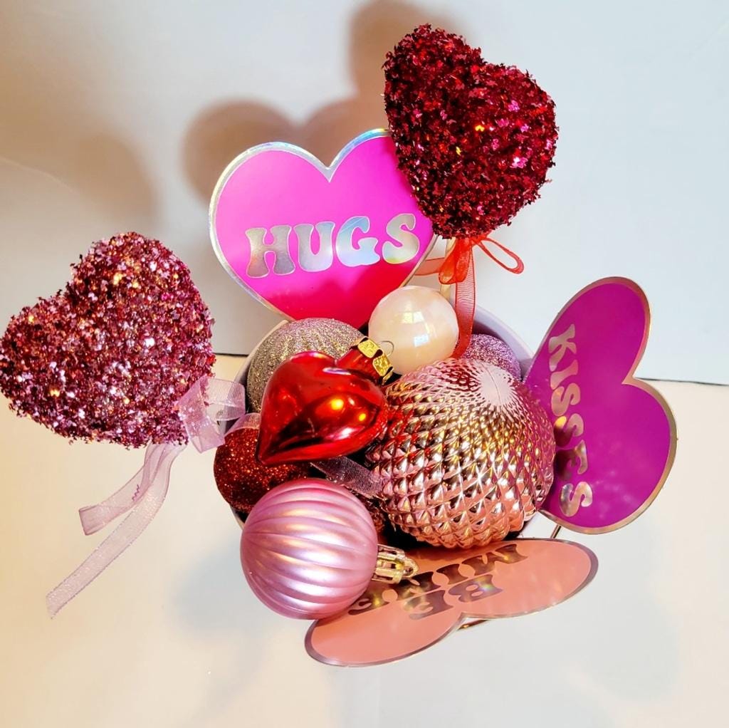 Hand crafted Bucket of Love Valentine's Day table art decor