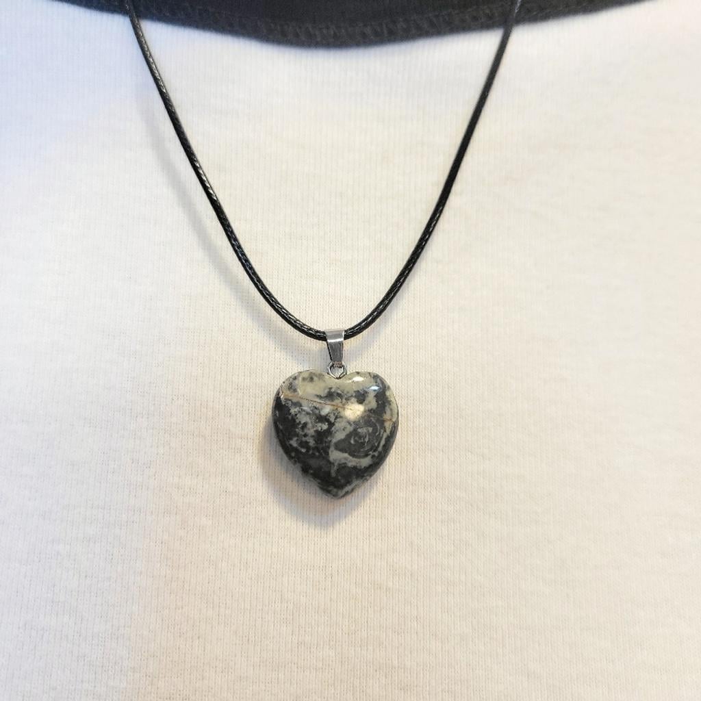 Natural Brown Jasper Crystal Heart-Shaped Pendant Necklace