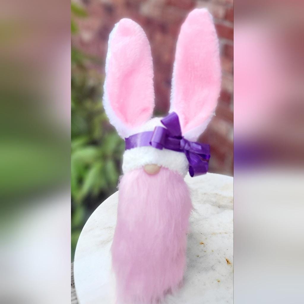 Pink and Purple Bunny Gnome Decor 15"