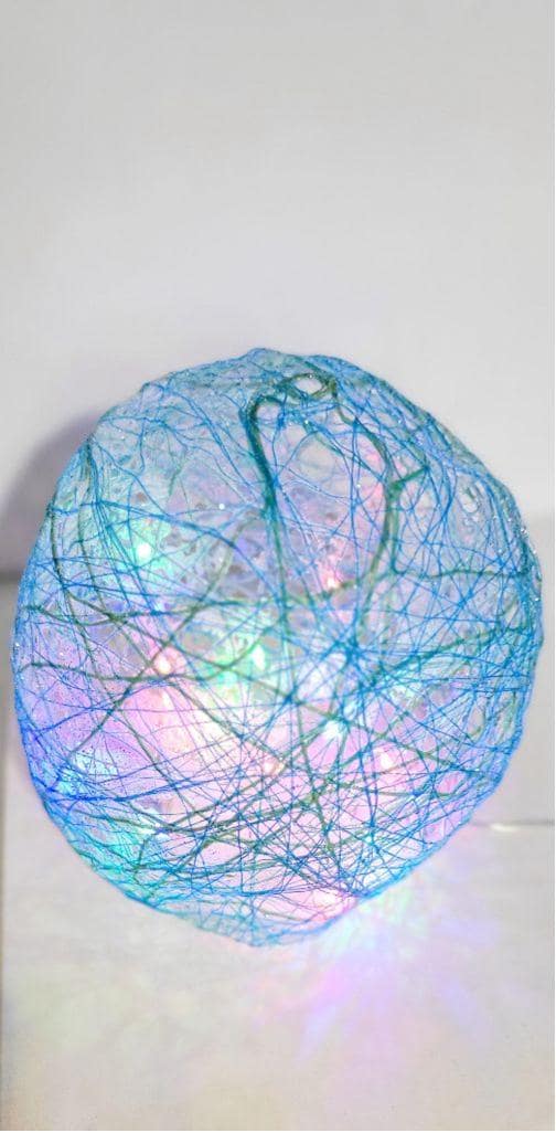 Hand crafted Wrapped thread orb light table decor