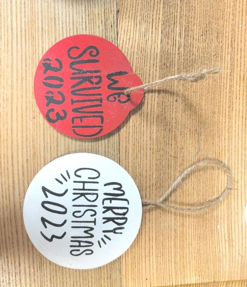 Handpainted Christmas ornaments 3" wood discs