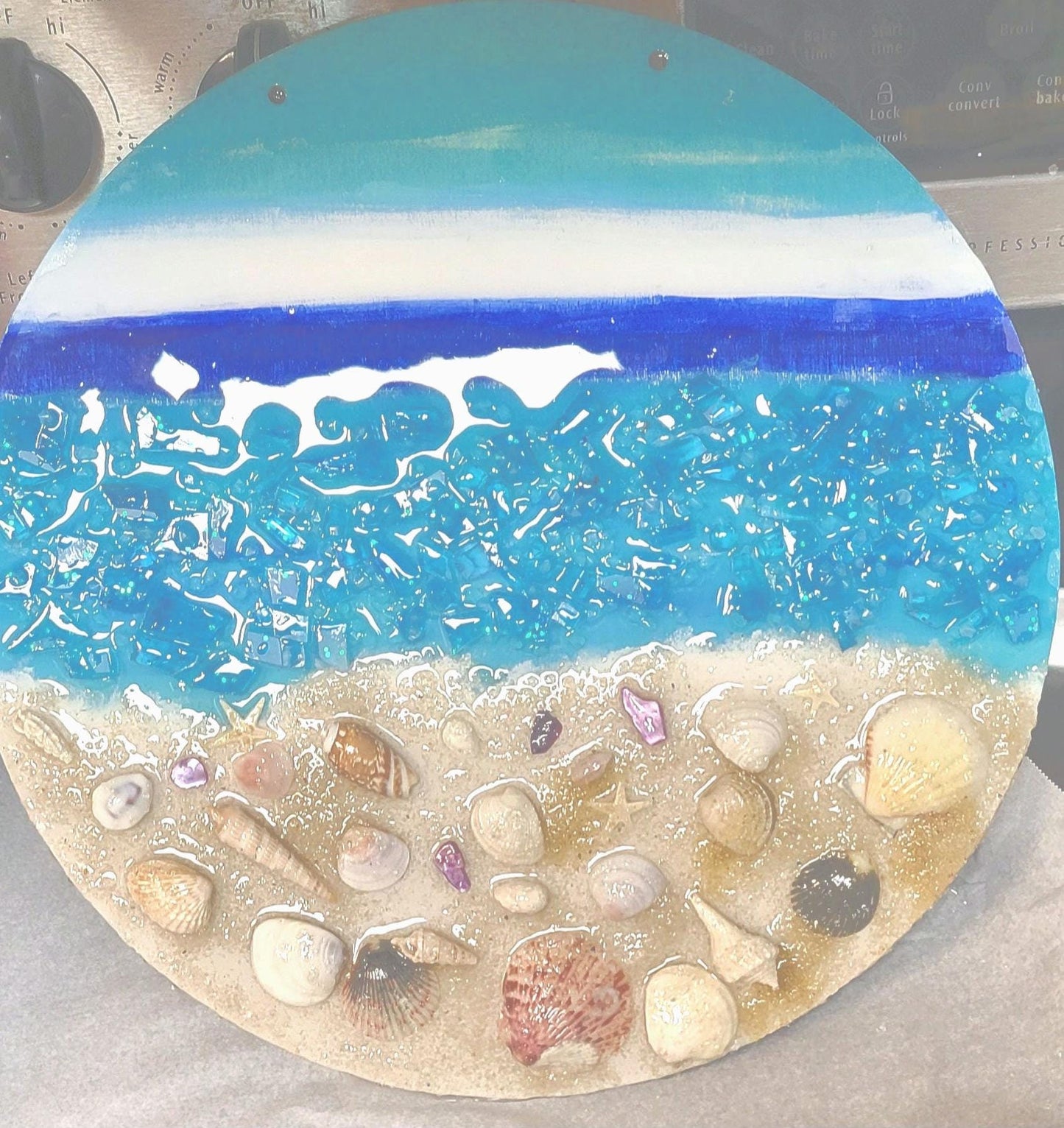 Handmade 12" resin beach nautical coastal wall art