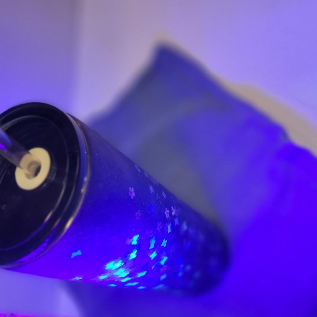 Hand Crafted Purple Glitter 30 Oz Tumbler Butterfly Floral Accents