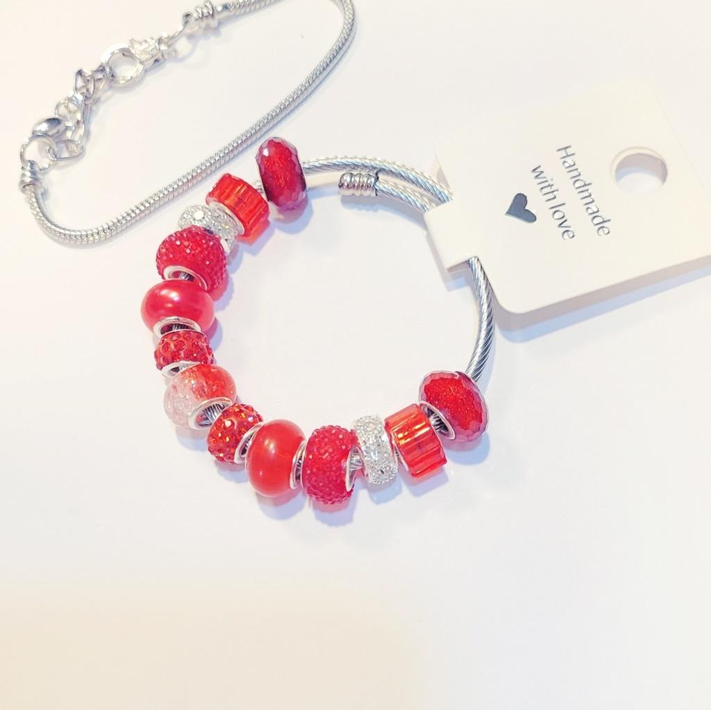 European Style Large Beaded Adjustable Snake Coil Bracelet 7"