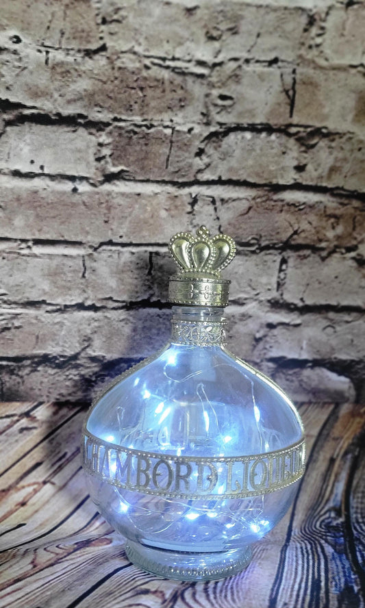 Vintage Chambord Royal Deluxe Liquer bottle electric LED Fairy lights  centerpiece