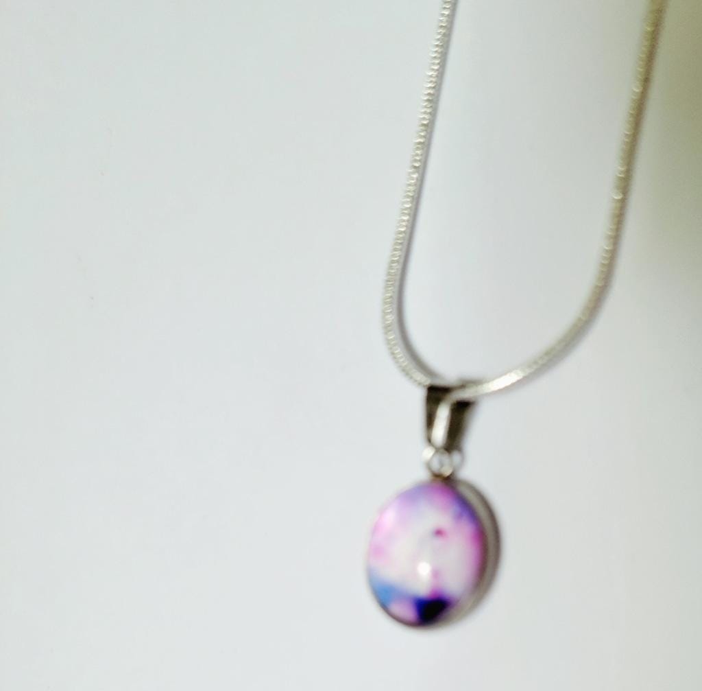 925 Sterling Silver nebula galaxy necklace