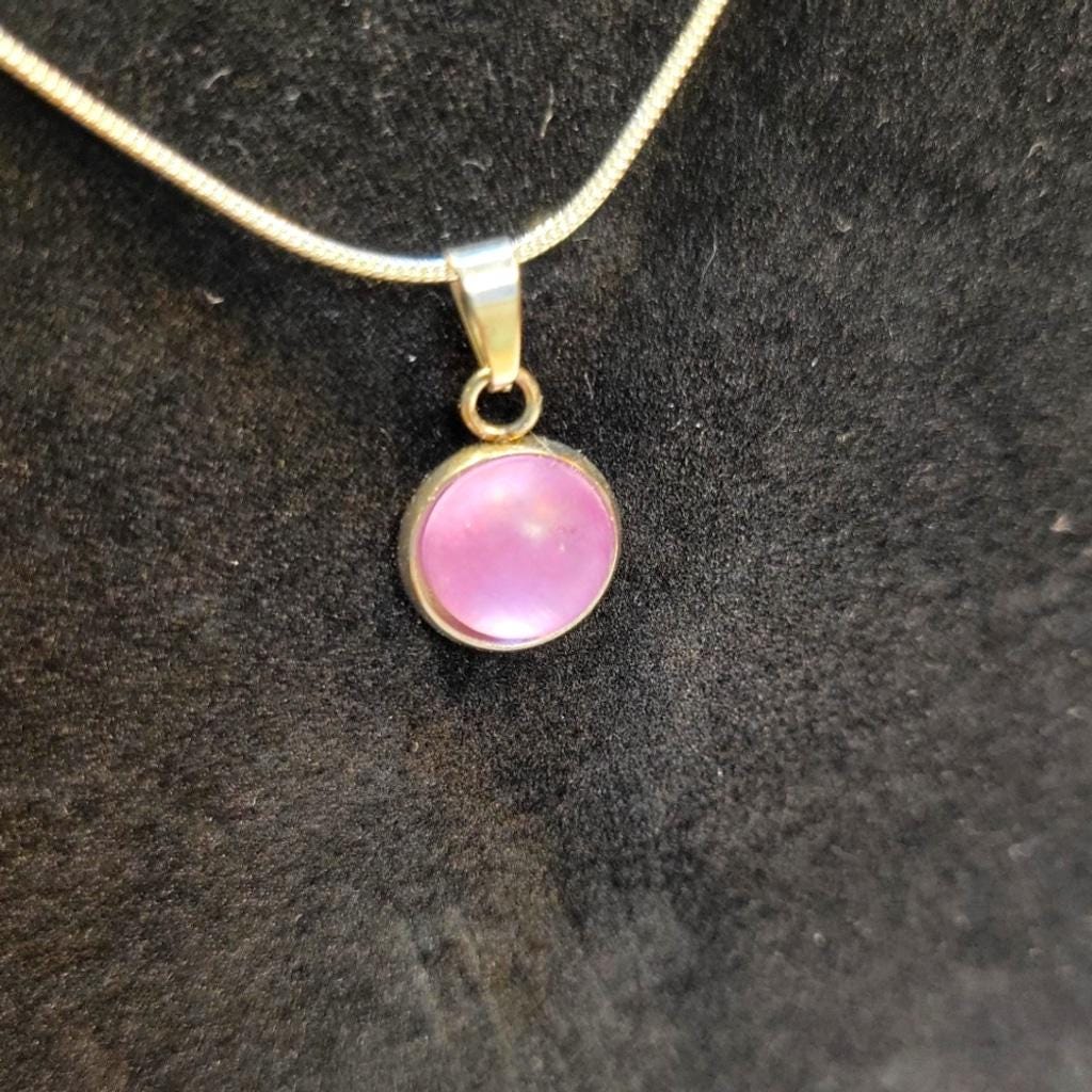 Pink crystal rhinestone 925 stamped sterling silver necklace