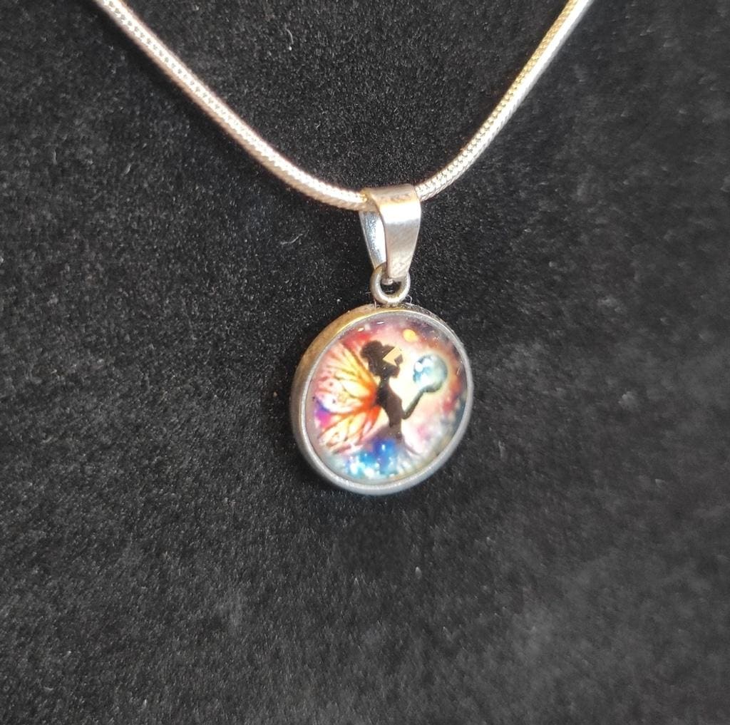 Hand crafted Fairy pendant necklace on 925 Sterling Silver chain