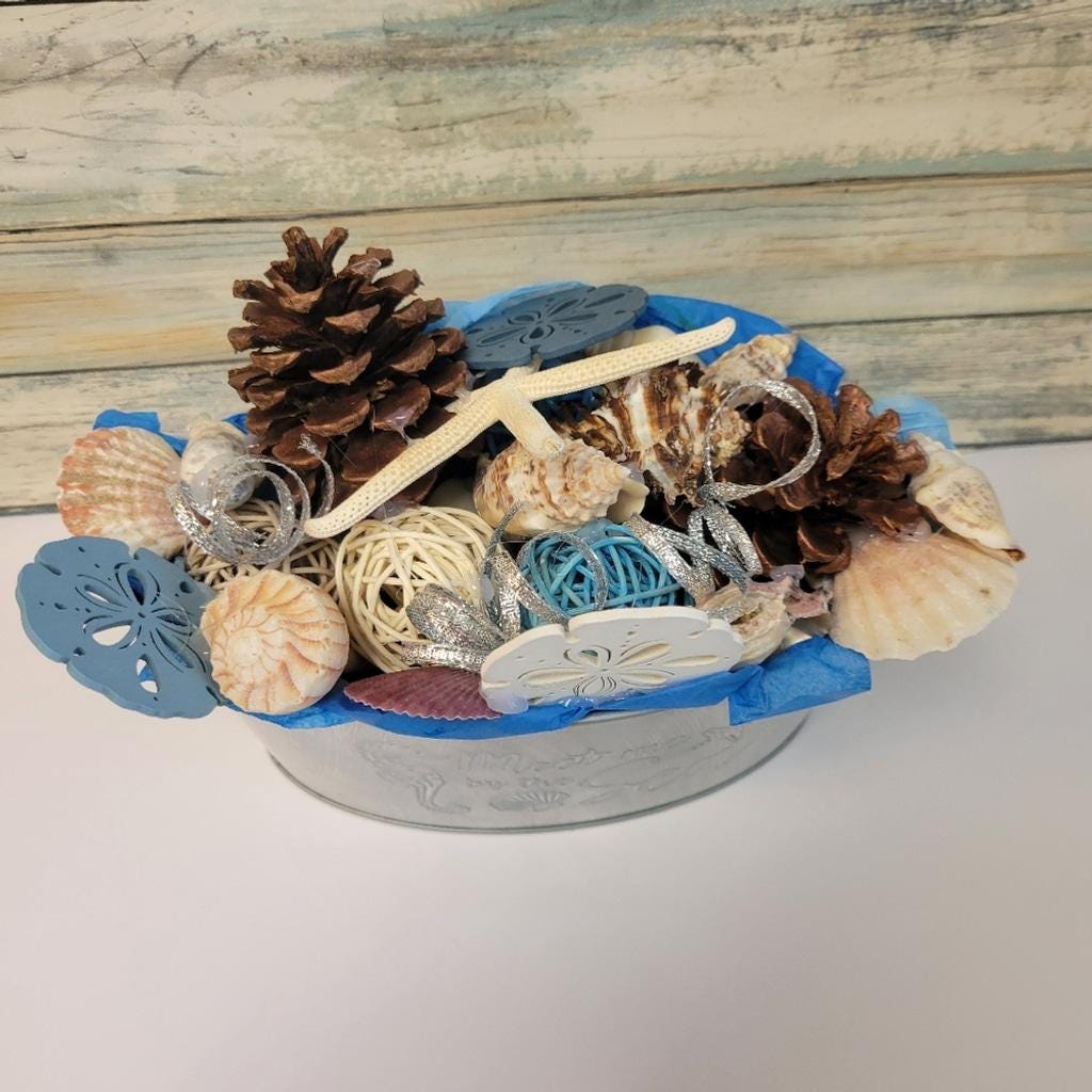 Meet Me By The Sea Nautical Coastal Beach Seashell Table Decor