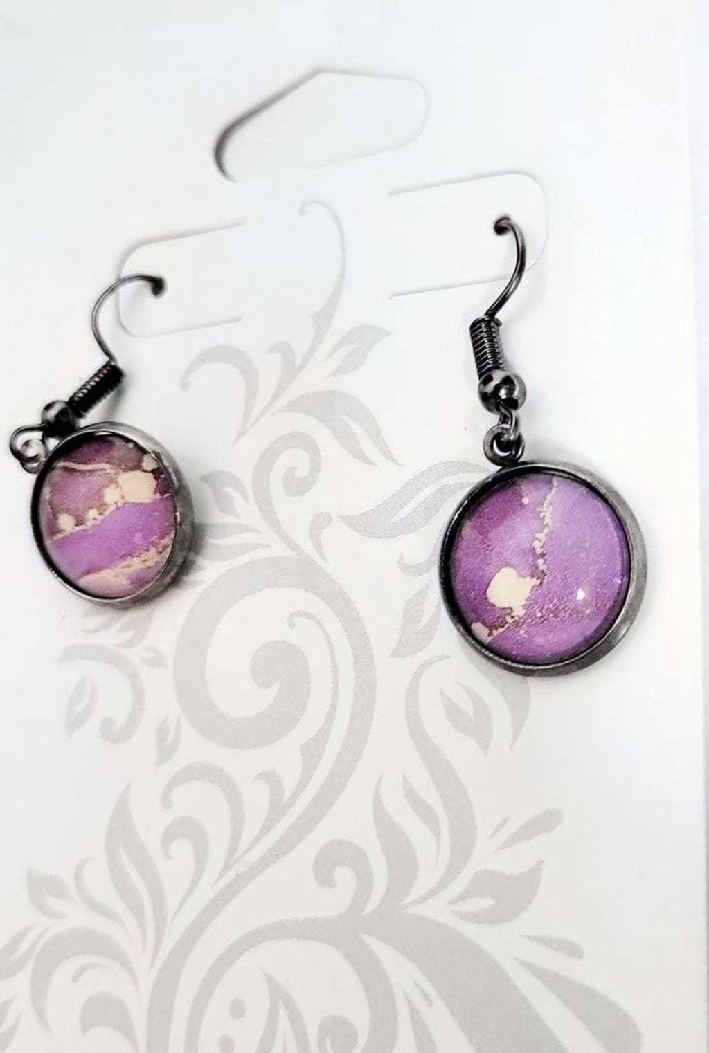 Artisan marbled dangle drop earrings