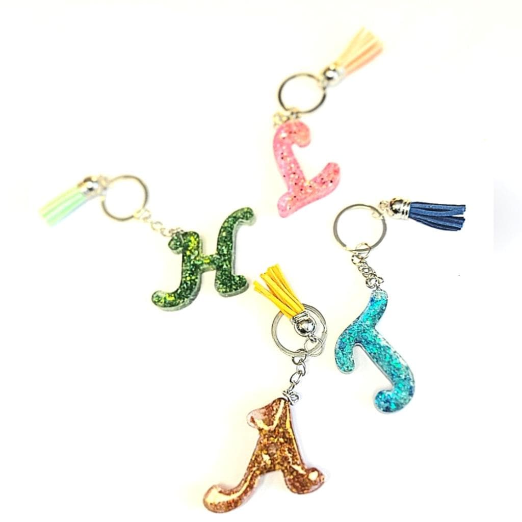 Personalized, 1.5" Resin,Shattered Glass,Glittery, Alphabet Keychains,bag charms