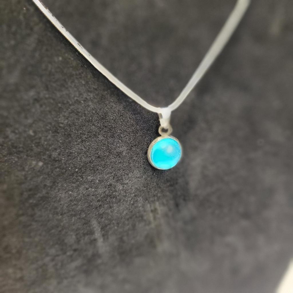 Light blue crystal rhinestone 925 stamped sterling silver necklace