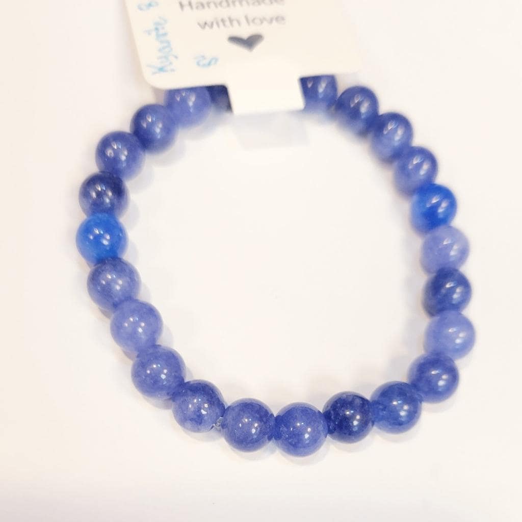 Natural Crystal Kyanite Beaded Bracelet 8"