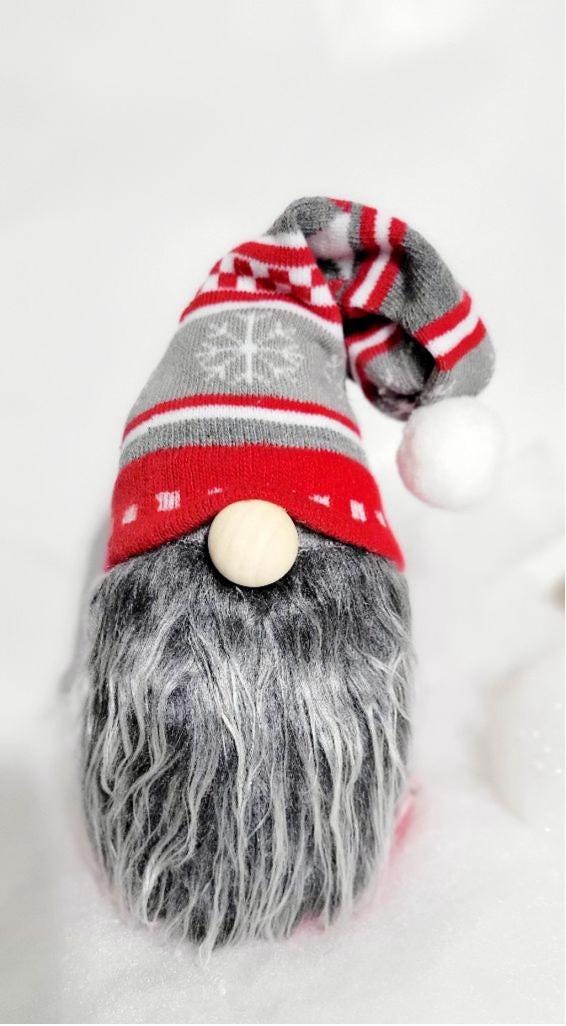Christmas Gnome Decor, Red Grey,hand crafted