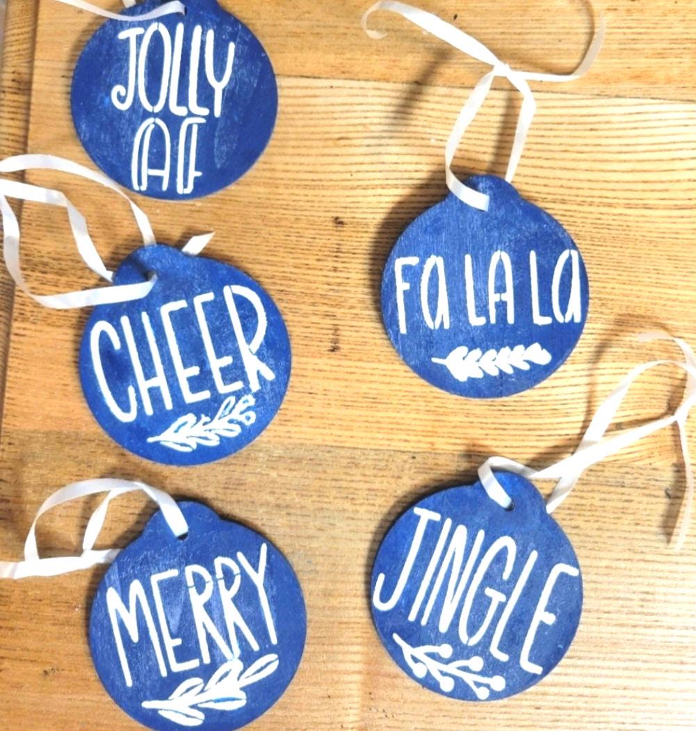 Handpainted Christmas ornaments 3" wood discs